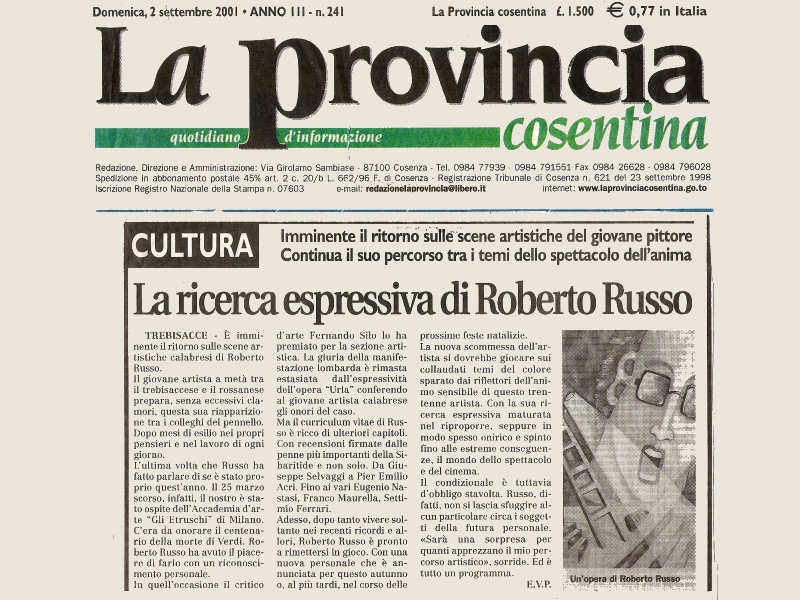 Correva il 1999, nelle edicole esordiva “La Provincia Cosentina”, uno splendido esempio del vero giornalismo di provincia