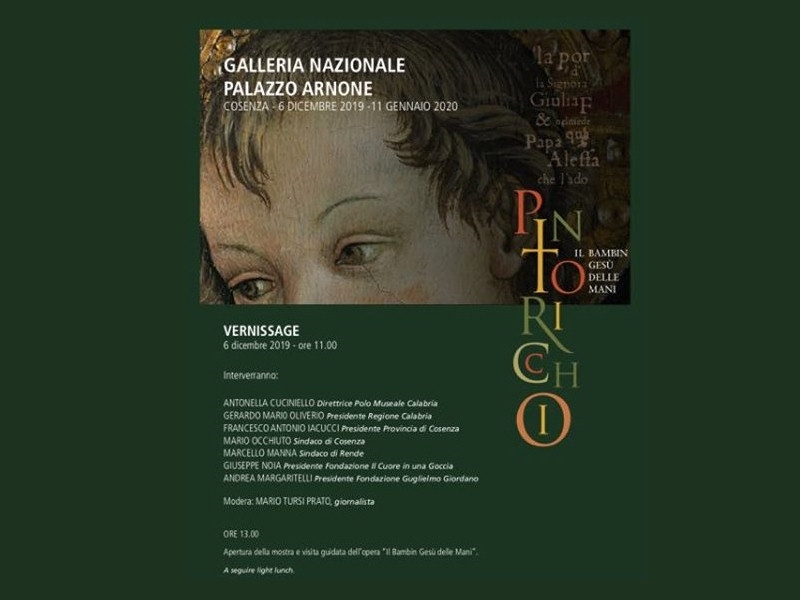 Inedito capolavoro del Pinturicchio a Cosenza: a Palazzo Arnone in mostra &quot;Il Bambin Gesù delle mani&quot;