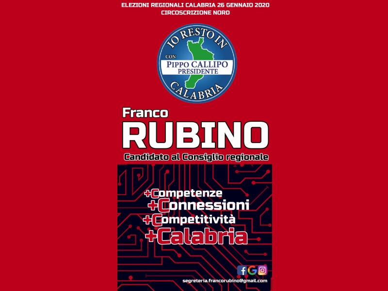 Regionale 2020 - Rubino: &quot;Il mio impegno è senso di responsabilità. Basta politici di professione&quot;