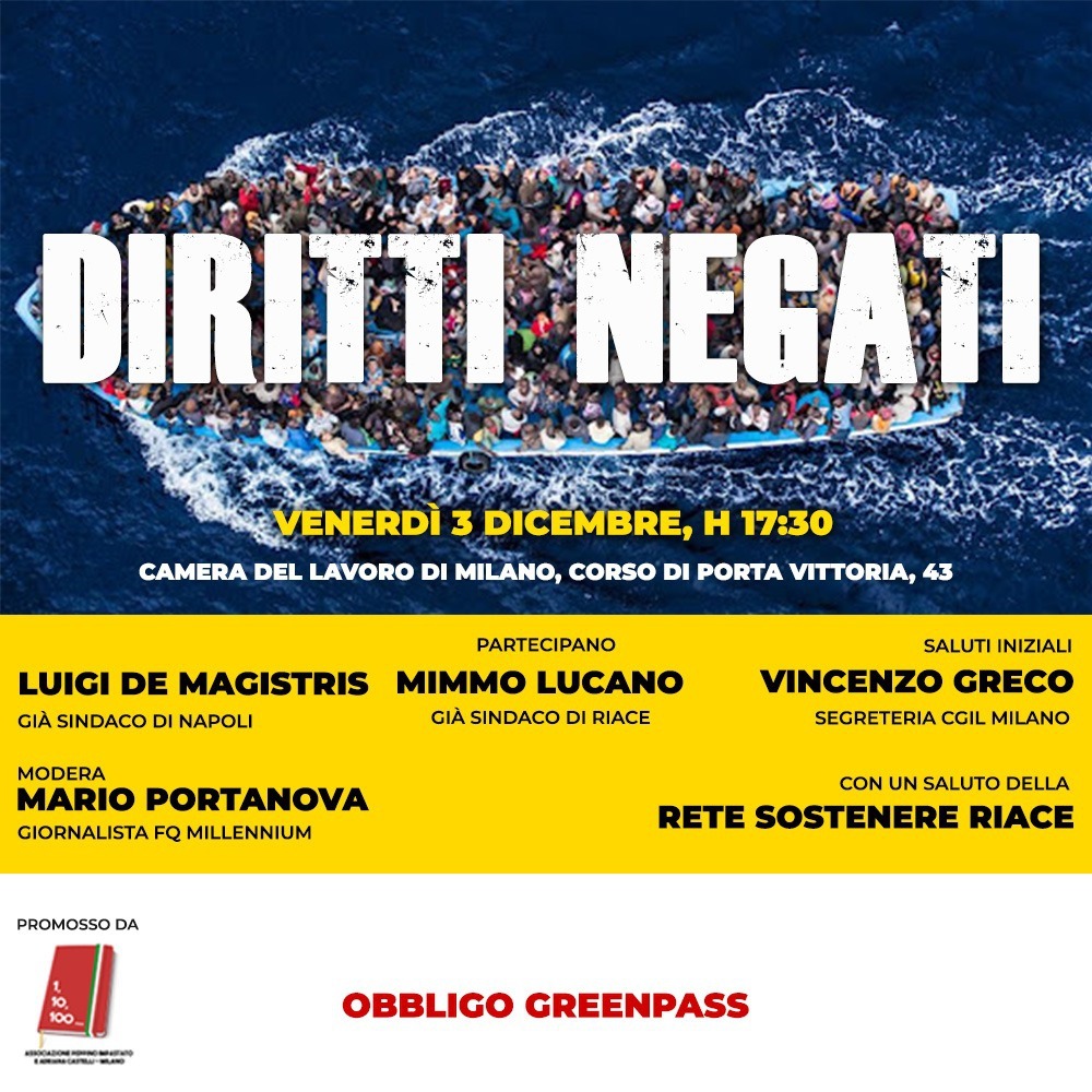 Luigi De Magistris e Mimmo Lucano il 3 dicembre a Milano e a Brescia per discutere di diritti negati